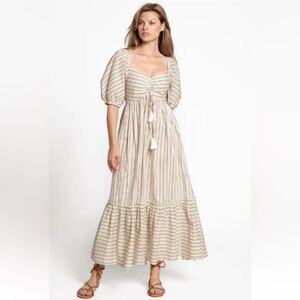 Fore Dress Womens Size Small Tie Front Puff Sleeve Maxi‎ Fore Collection Tiered